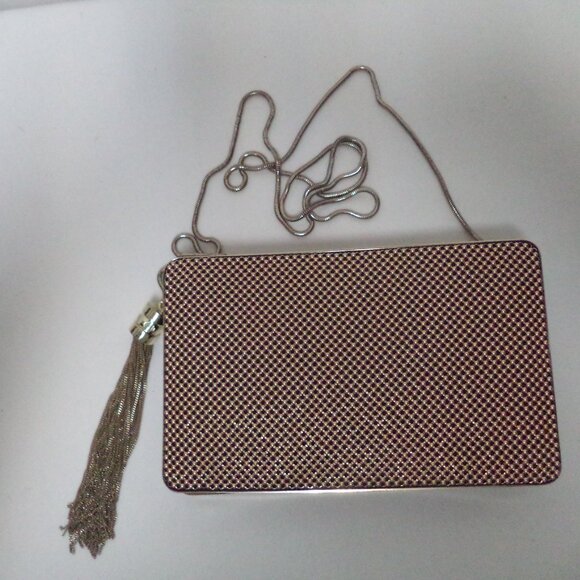 Marciano Guess Metal Mesh shoulder clutch purse bag Gold Convertible Tassel - Picture 1 of 12